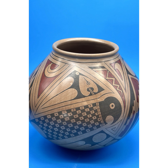Andrea Villalba Signed Pottery MataOrtiz Polychrome HandPainted Geometric Animal - Picture 7 of 16